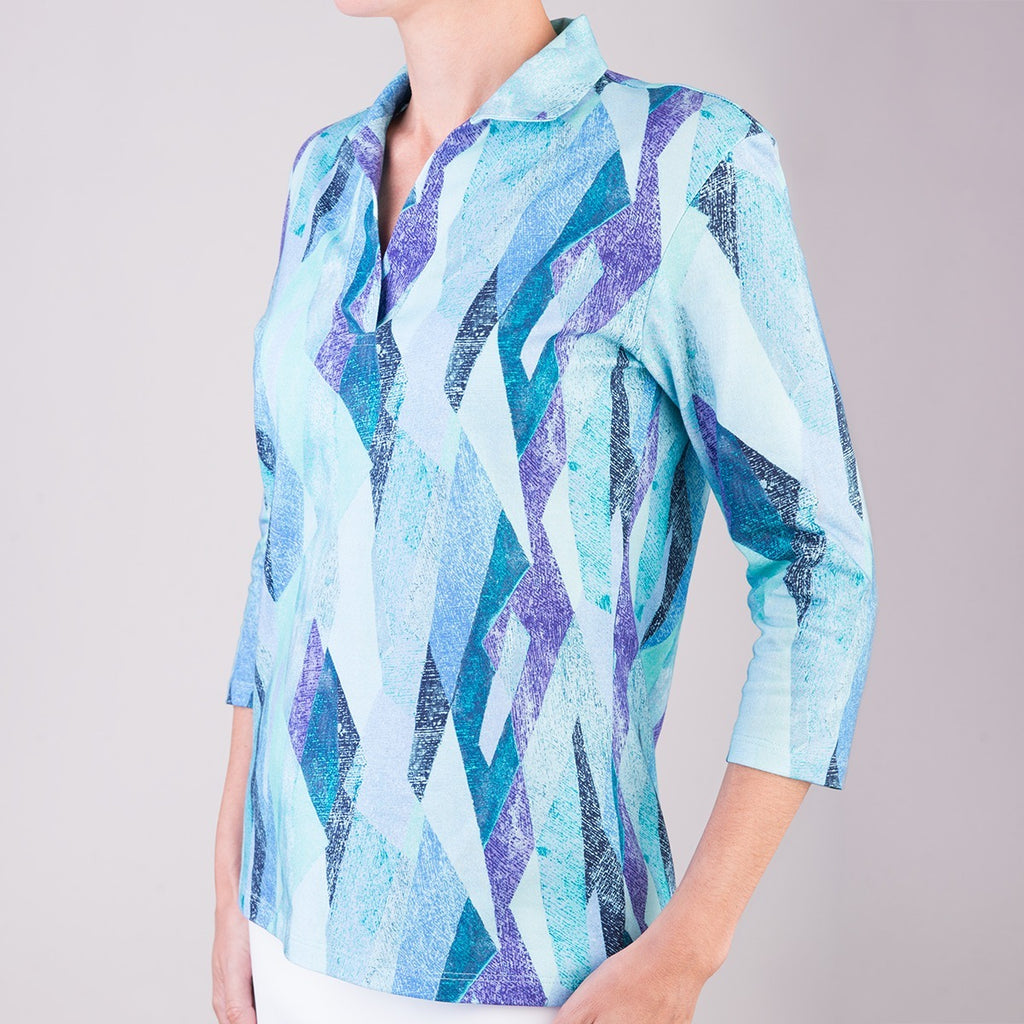 Polo Collar Tee in Vitrines Blue