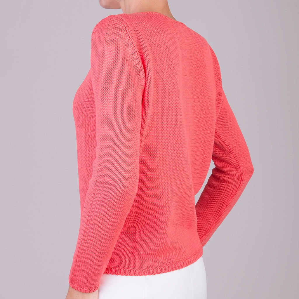 Long Sleeve Pullover in Hibiscus Coral