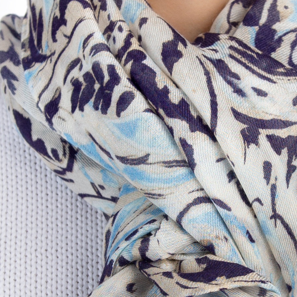 Printed Modal Cashmere Scarf in Paisley Splash