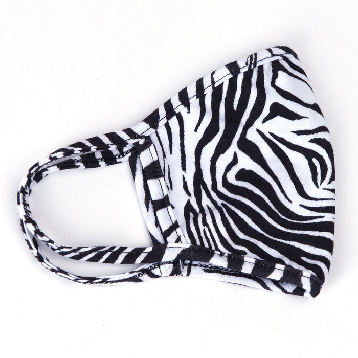 Cotton Stretch Mask in Black/White Zebra Waves