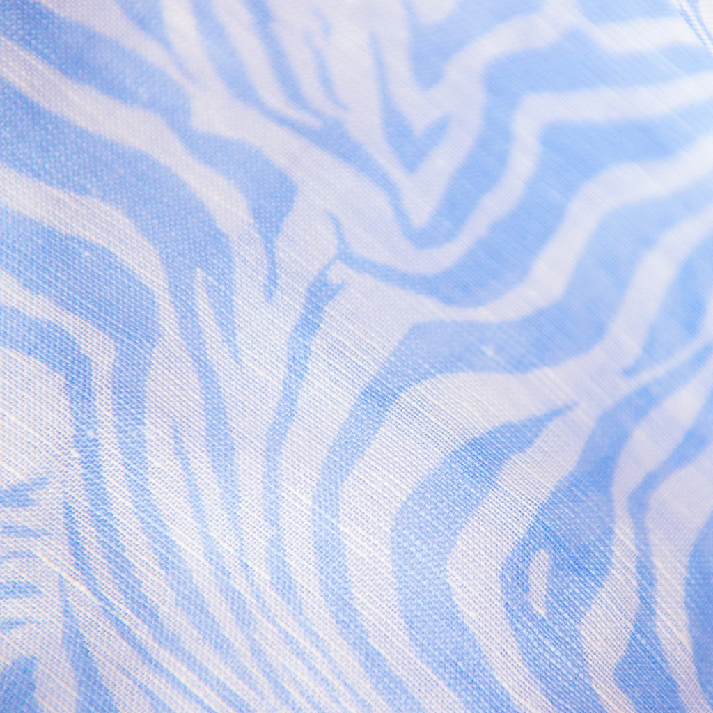 Printed Modal Linen Silk Scarf in Blue/White Zebra