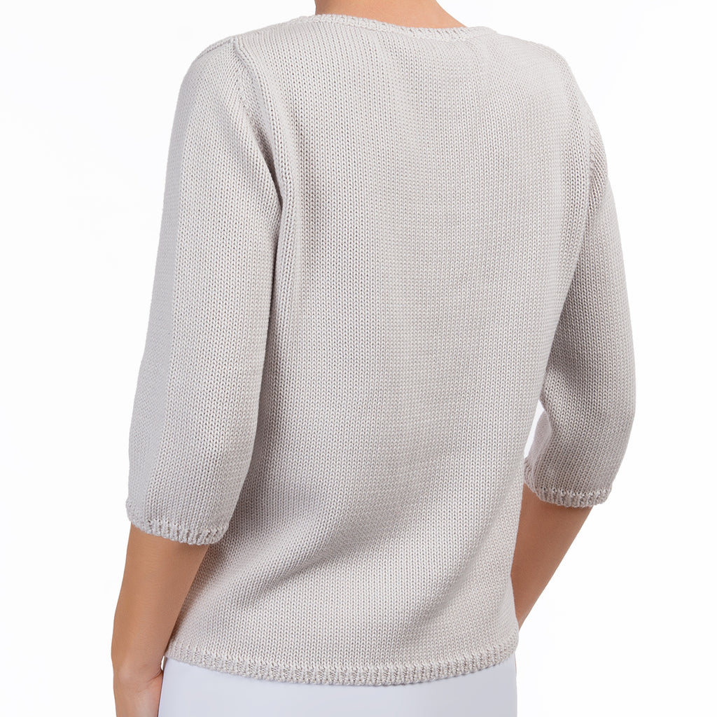3/4 Sleeve Pullover in Pale Grey