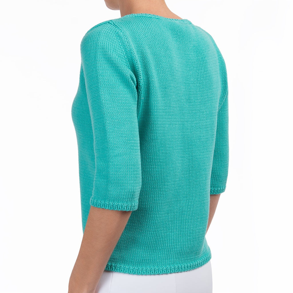 3/4 Sleeve Pullover in Light Teal