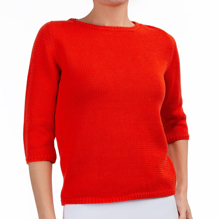3/4 Sleeve Pullover in Red Orange