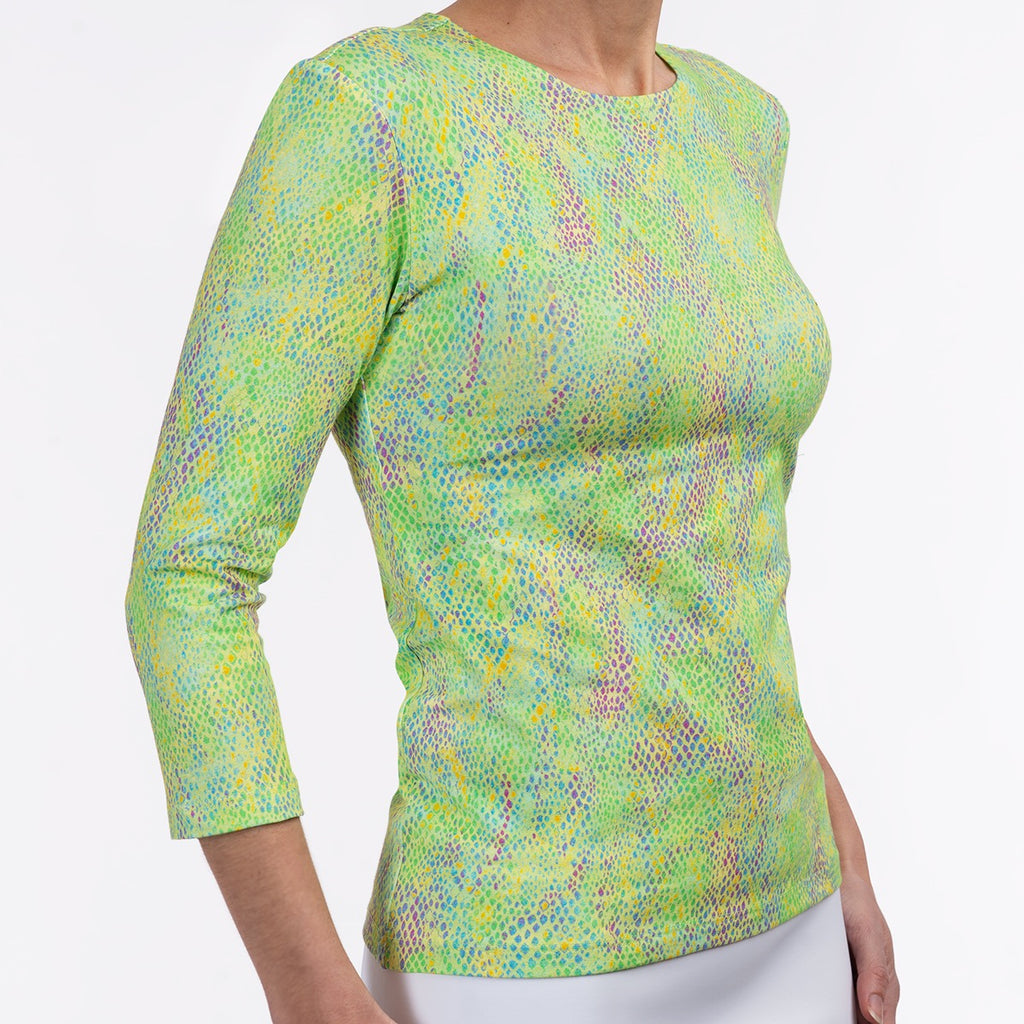 Shaped Knit Tee in Lime Snake
