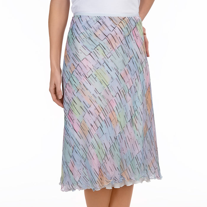 Crinkle Crepon Skirt in Pastel Maze
