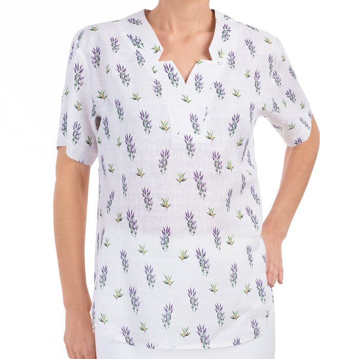 Linen/Viscose Jacquard Shirt in Provence Print