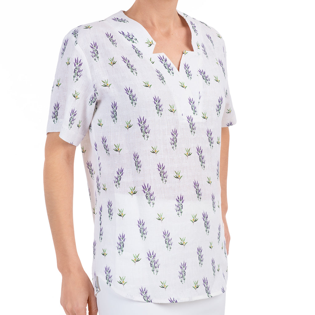 Linen/Viscose Jacquard Shirt in Provence Print