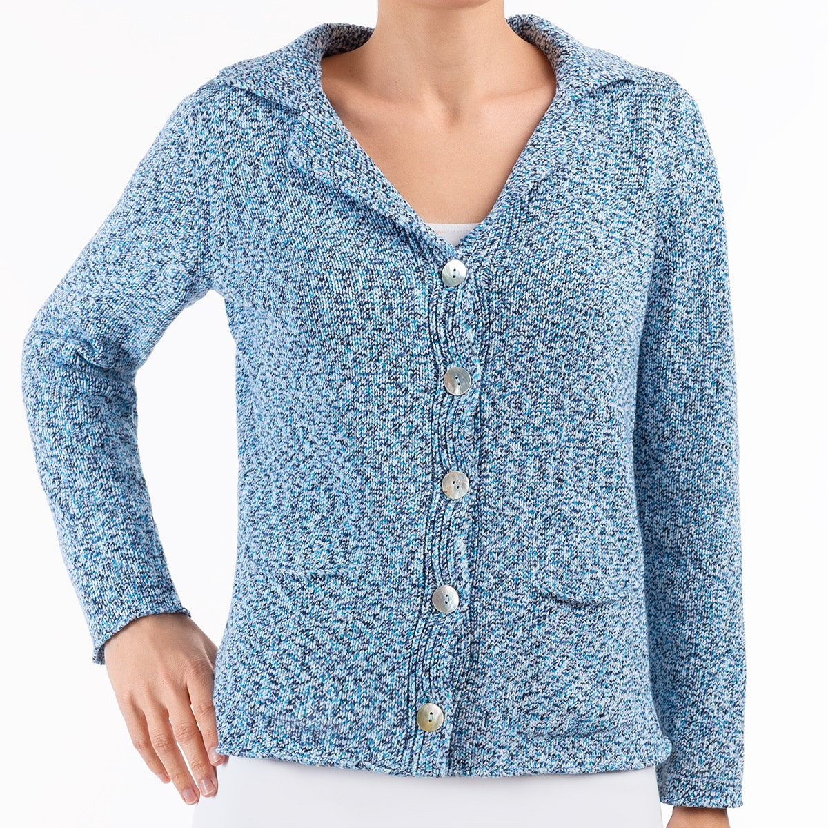 2 Pocket Cardigan in Blue – Leggiadro