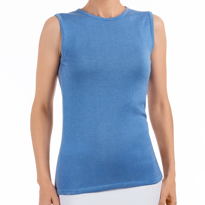 Silk Viscose Tank in French Blue