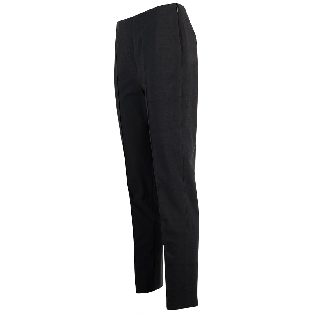 Cotton & Silk Shantung Pintuck Pant in Black
