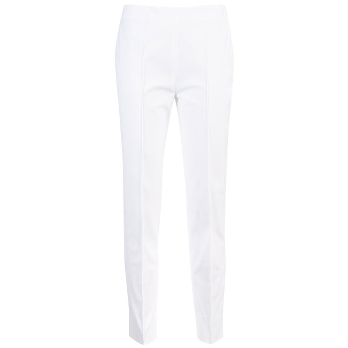Cotton & Silk Shantung Pintuck Pant in White