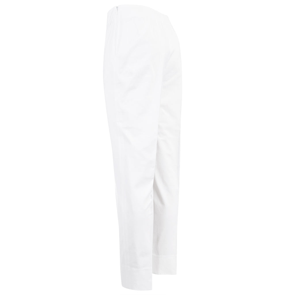 Cotton & Silk Shantung Pintuck Pant in White