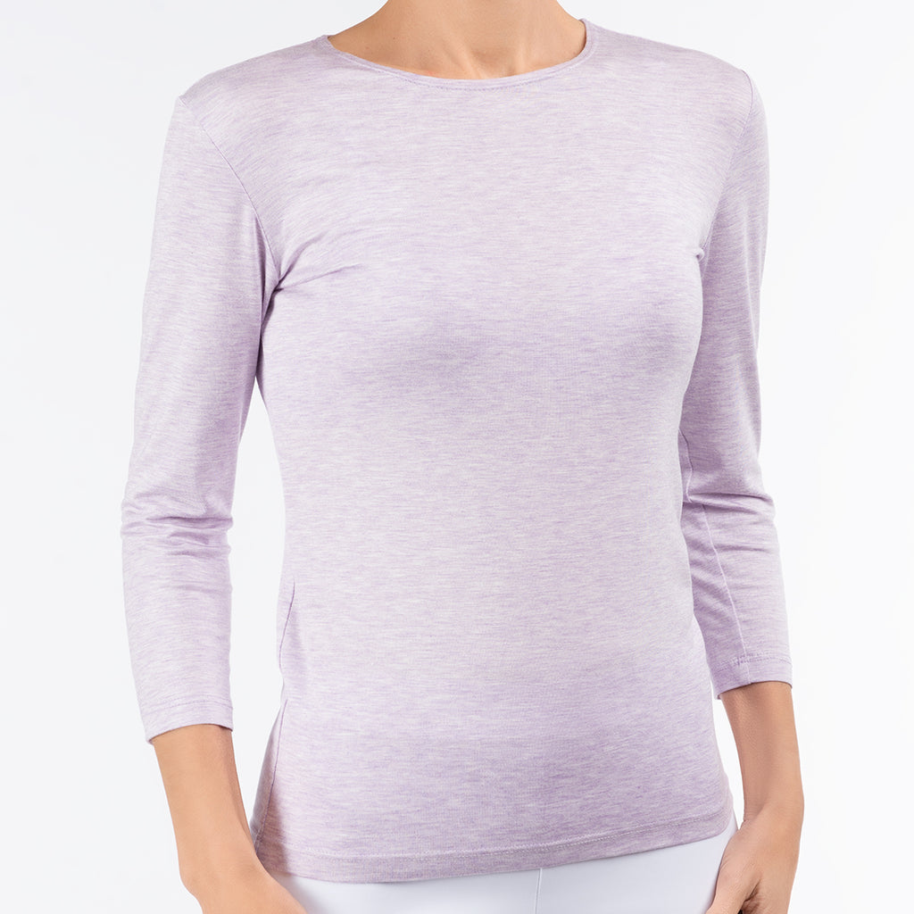 Shaped Melange Knit Tee in Lilac – Leggiadro