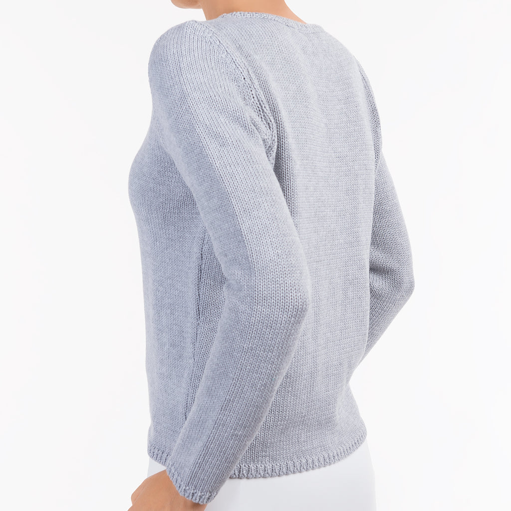 Long Sleeve Pullover in Light Grey Melange