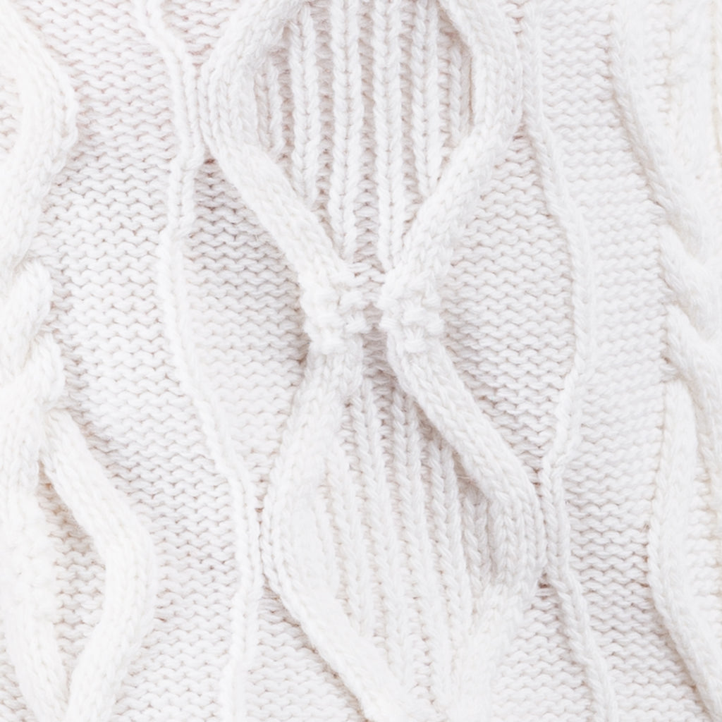 Cable Zip Cardigan in White