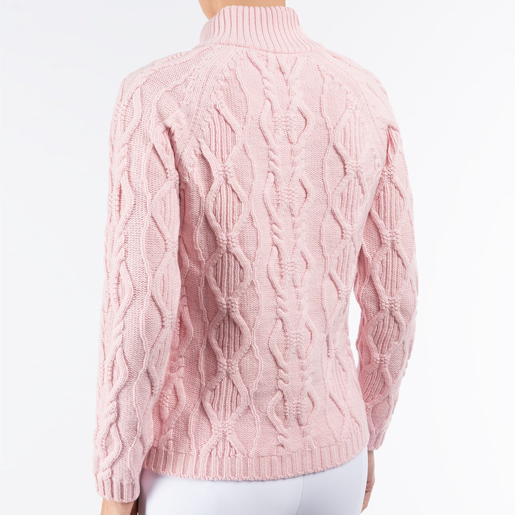 Cable Zip Cardigan in Angelwing