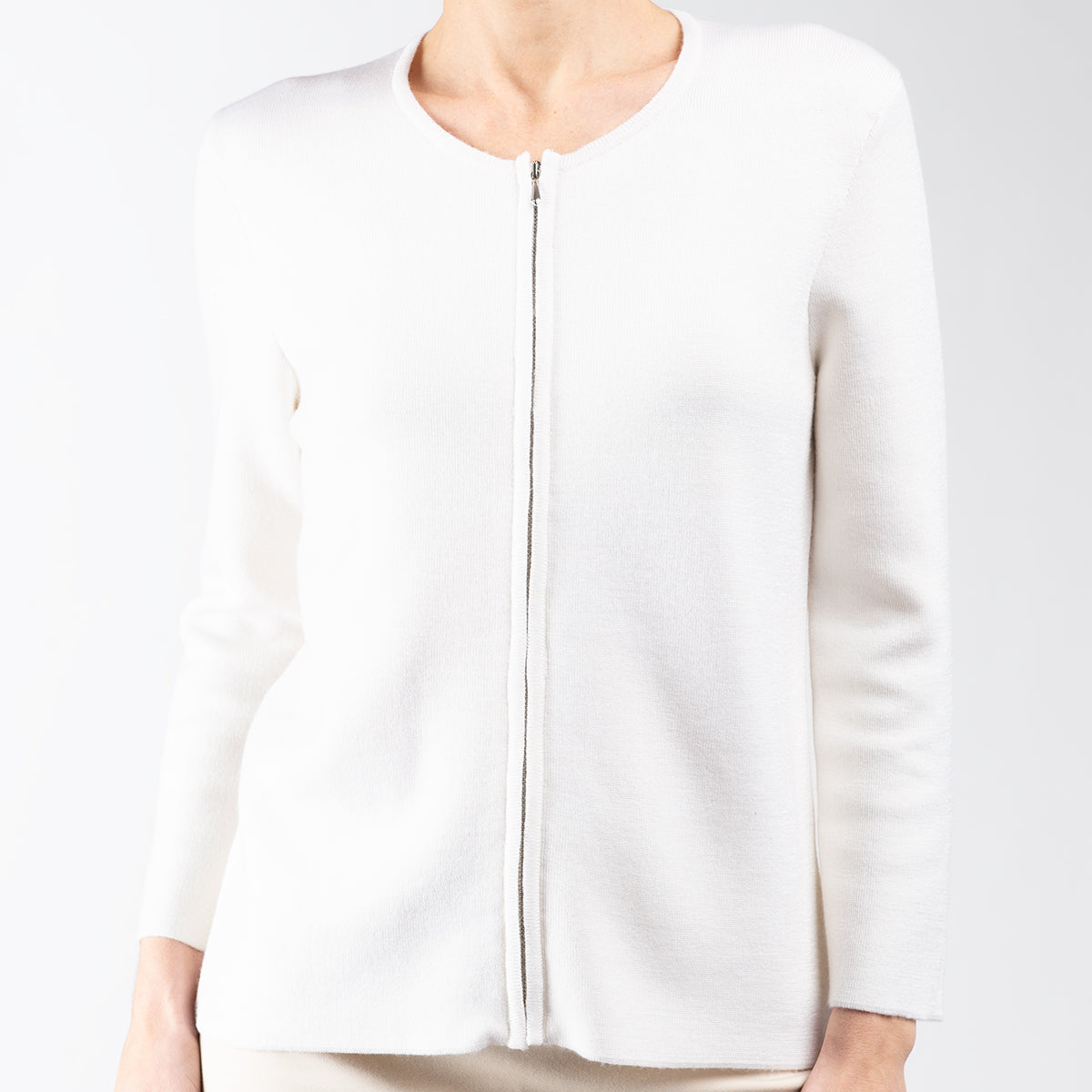 White round outlet neck cardigan