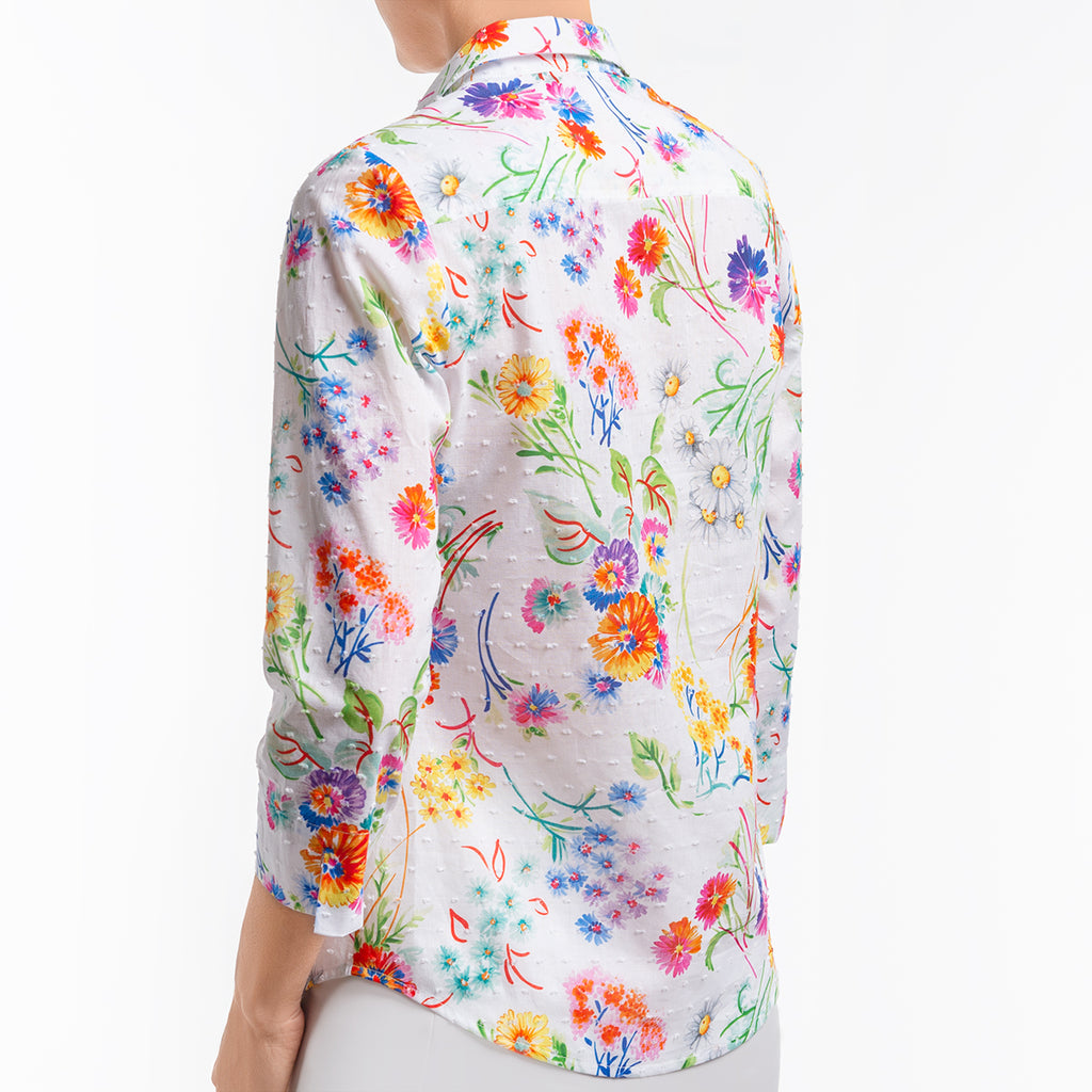 Swiss Dot Blouse in Painted Posy