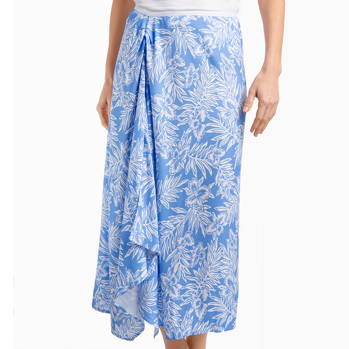 Ruched Midi Skirt in Hawaiian Blue