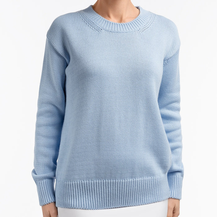 Oversized Round Neck Pullover in Cielo