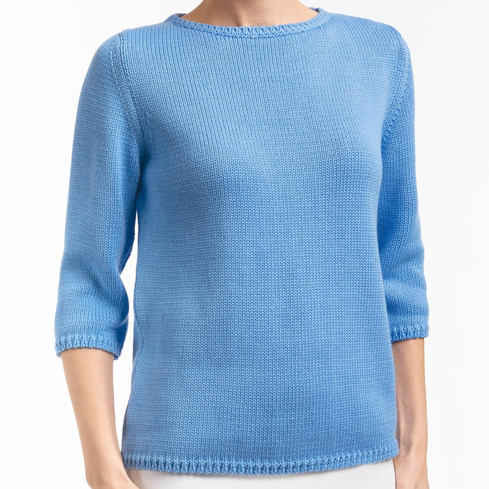 3/4 Sleeve Pullover in French Blue