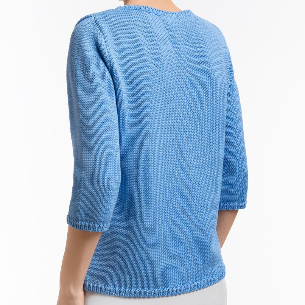 3/4 Sleeve Pullover in French Blue