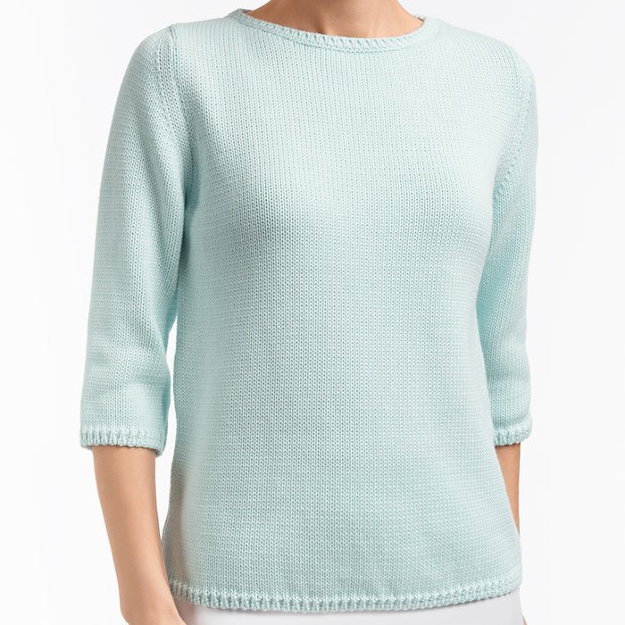 3/4 Sleeve Pullover in Aqua