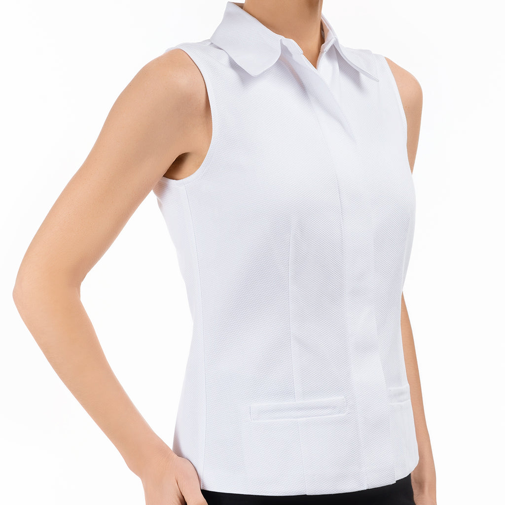 Sleeveless Pique Vest in White