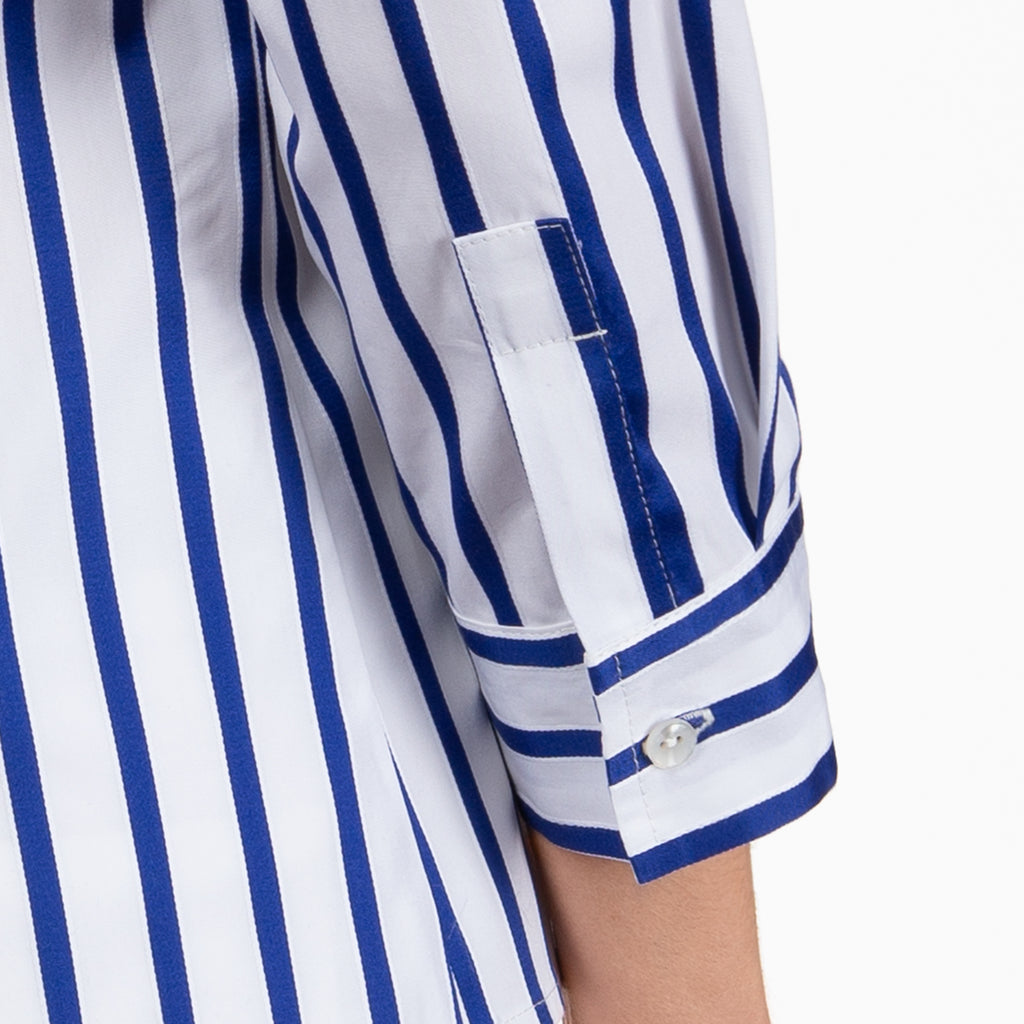 Striped Blouse w/ 3/4 Sleeves in Blue & White