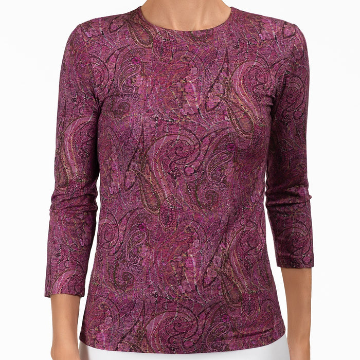 Shaped Knit Tee in Mulberry Paisley