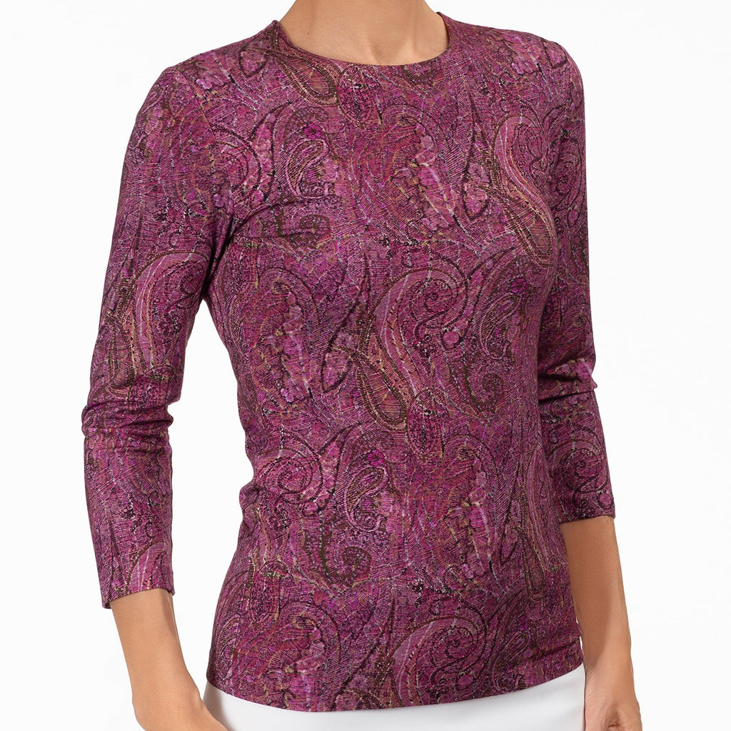 Shaped Knit Tee in Mulberry Paisley