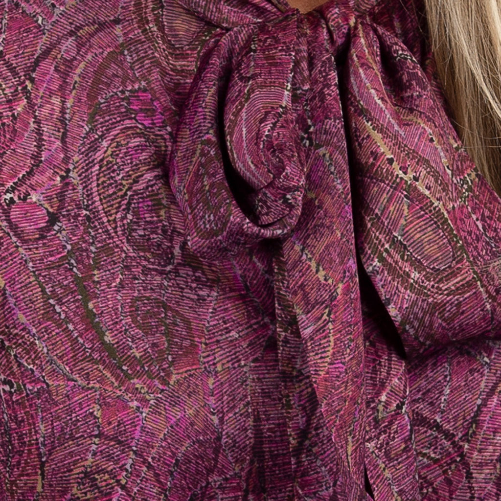 Tie Blouse in Mulberry Paisley