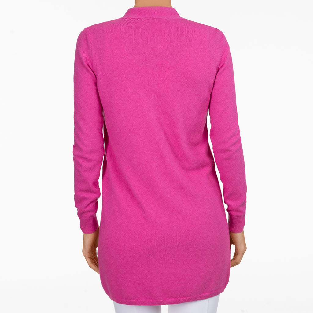 Long One Button Cardigan in Fuxia