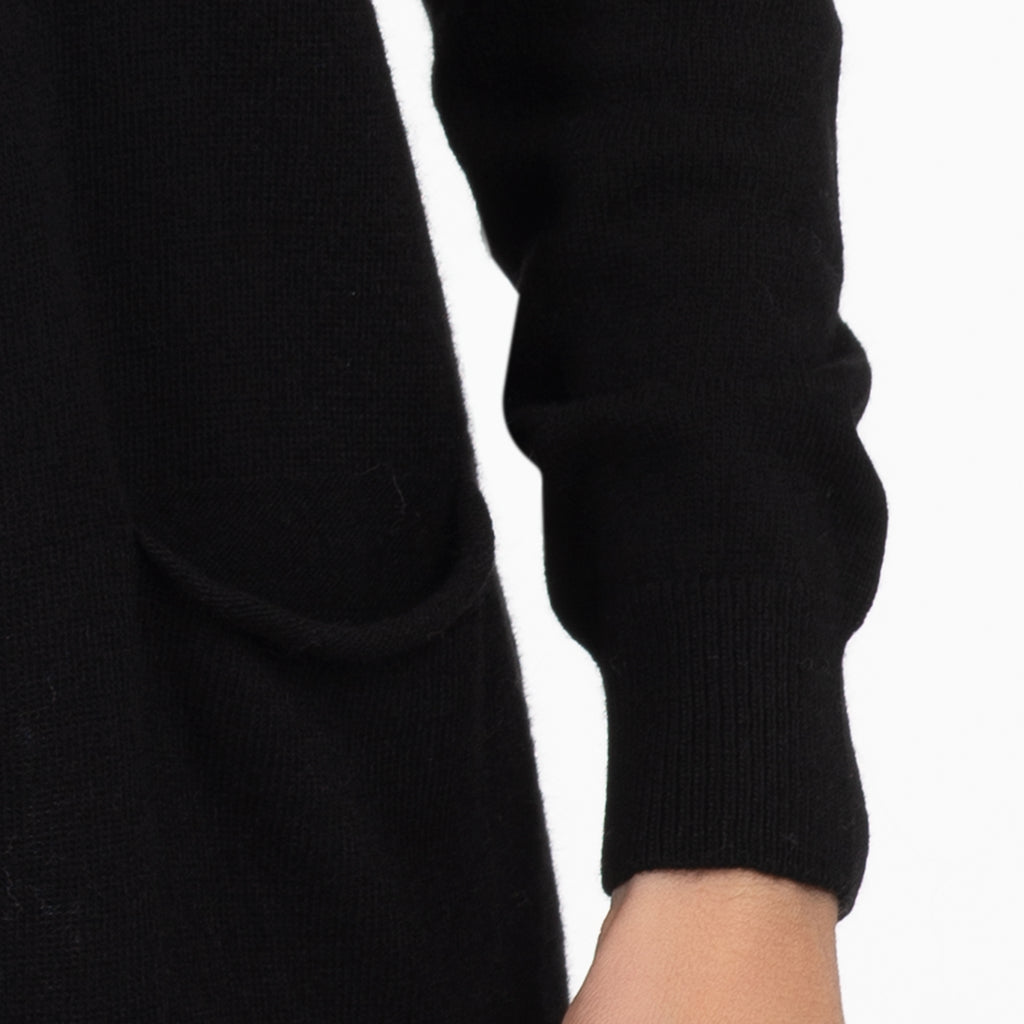 Long One Button Cardigan in Black