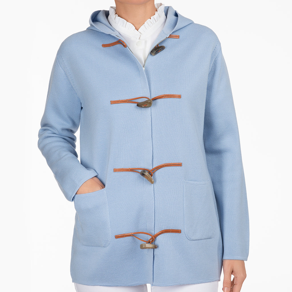 Toggle Hooded Sweater in Light Blue