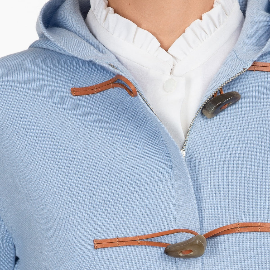 Toggle Hooded Sweater in Light Blue