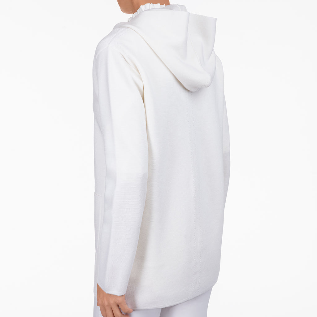 Toggle Hooded Sweater in White