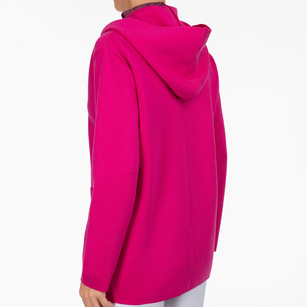 Toggle Hooded Sweater in Fuxia