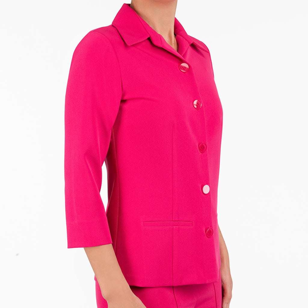 Fitted Blouse with Pockets in Fuxia