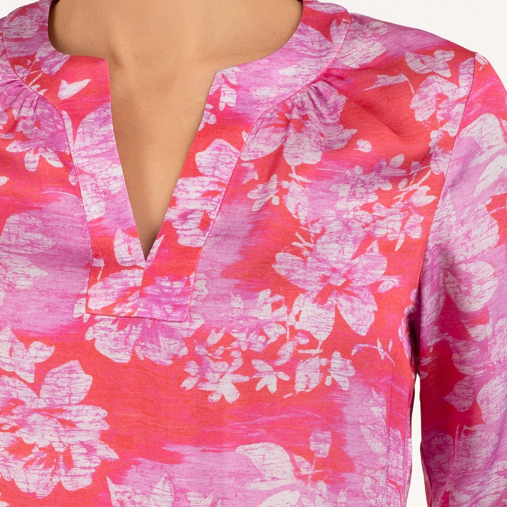 St Lucia Blouse in Raspberry Blooms