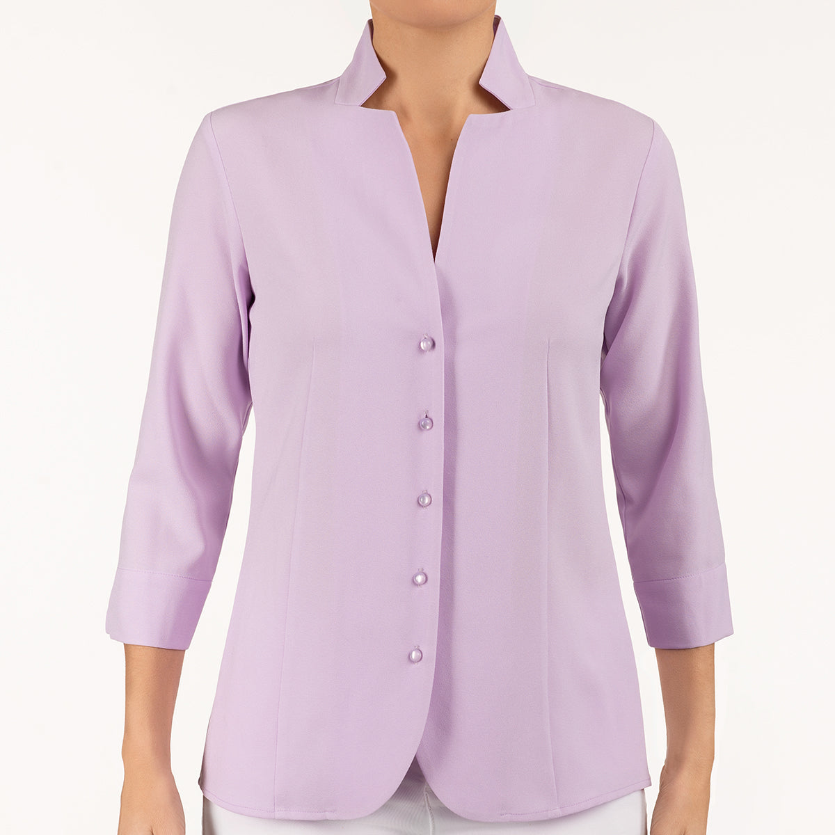 Inverted Notch Collar Shirt in Lilac – Leggiadro