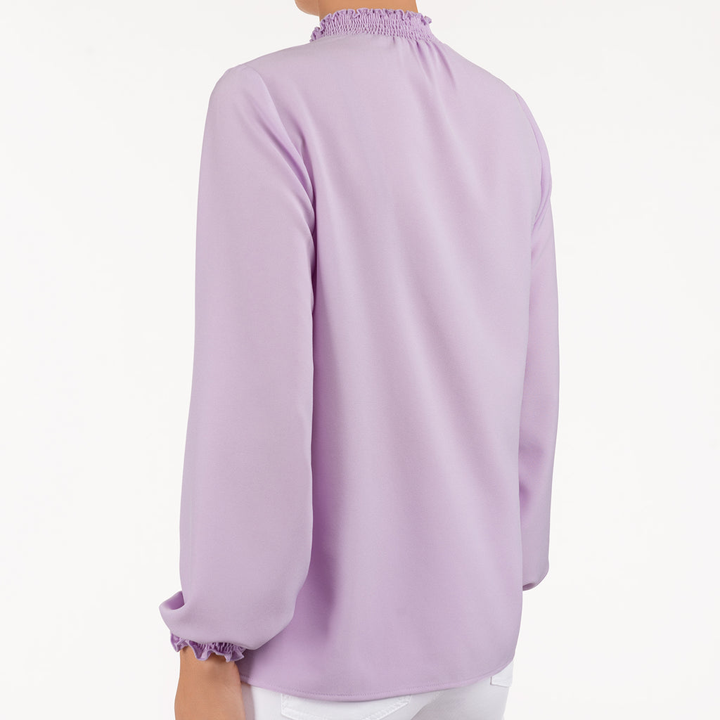 Ruffle Edge Blouse with Tie in Lilac