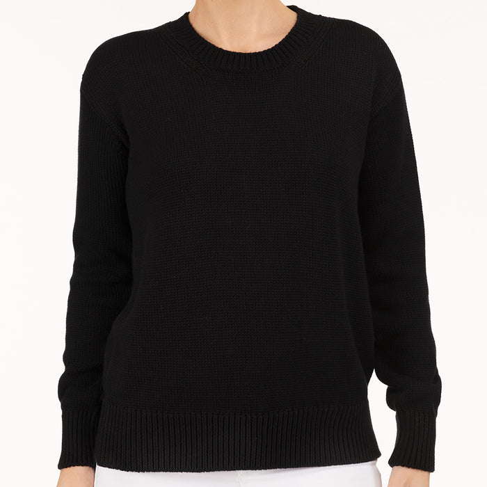 Oversized Round Neck Pullover in Black