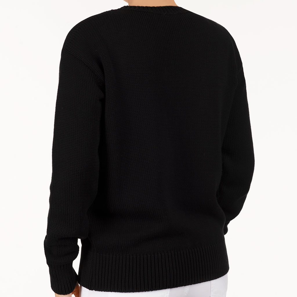 Oversized Round Neck Pullover in Black