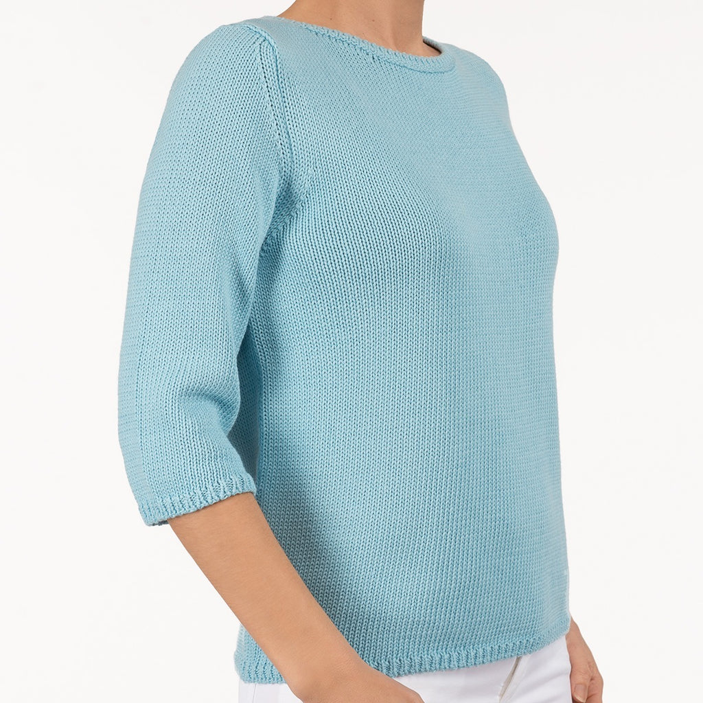 3/4 Sleeve Pullover in Turquoise Sky