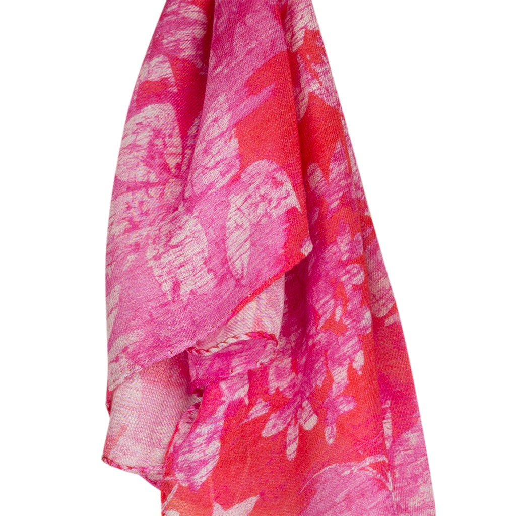 Modal Cashmere Scarf in Raspberry Blooms