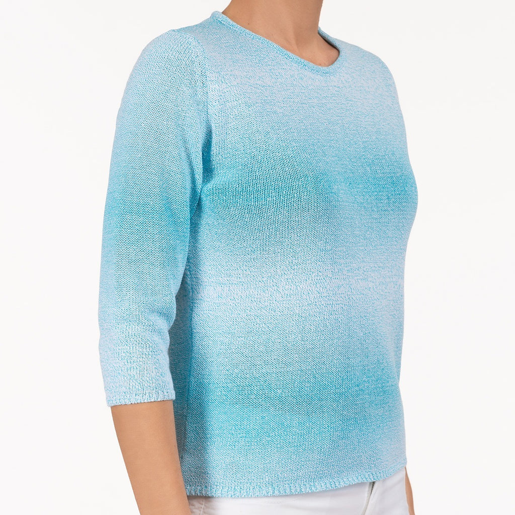 Rigata Sweater in Turquoise & White