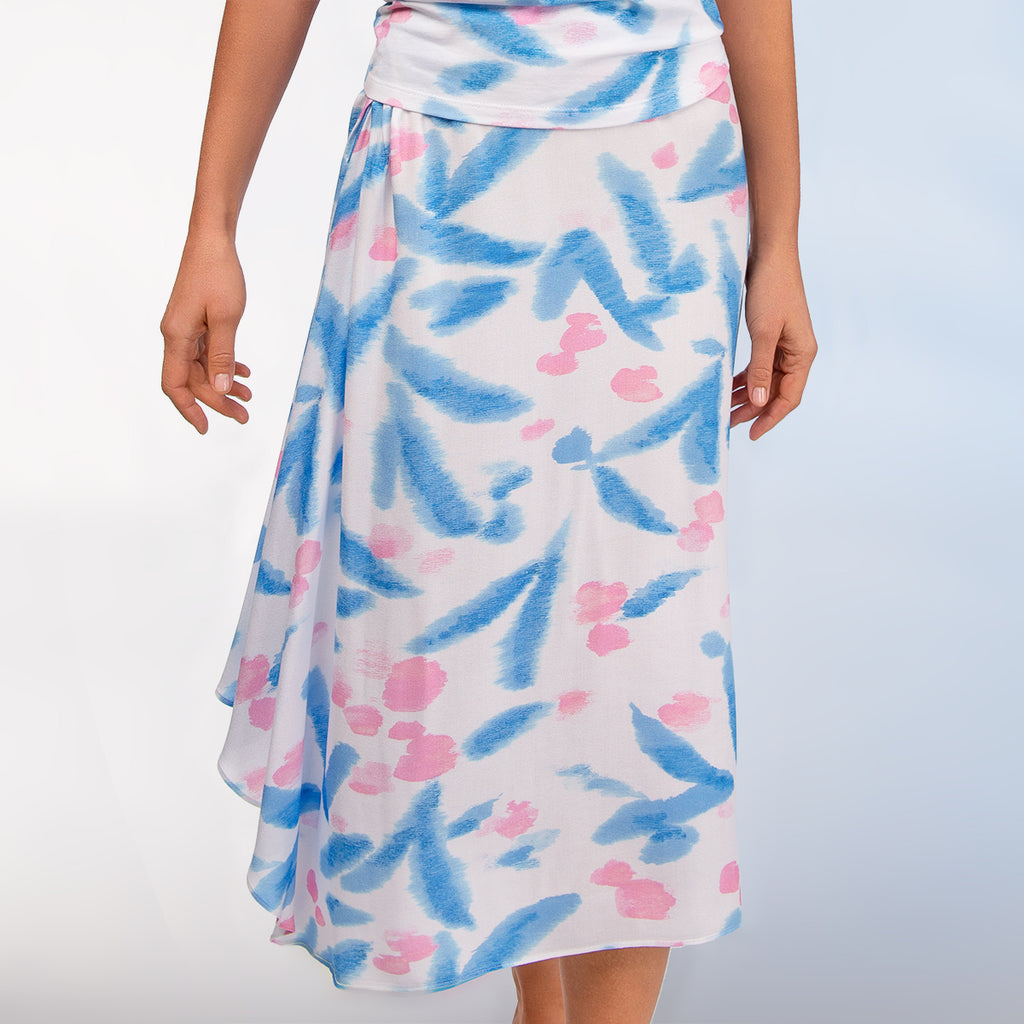 Ruched Midi Skirt in Ocean Breeze
