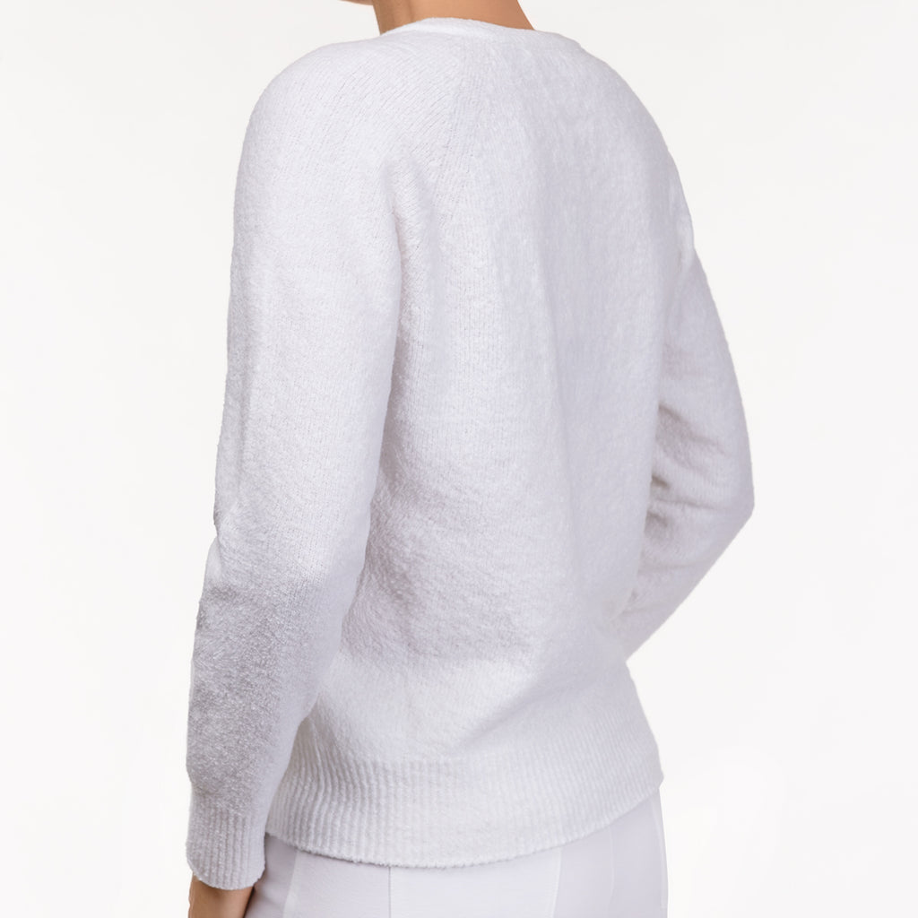 V Neck Pullover in White